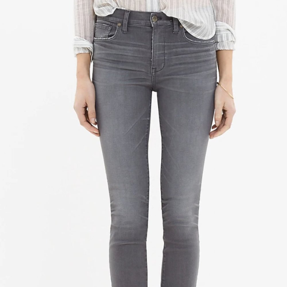 Designer Light Grey Madewell High Riser Skinny Jeans Dusty Wash SIZE 24 - Picture 1 of 8